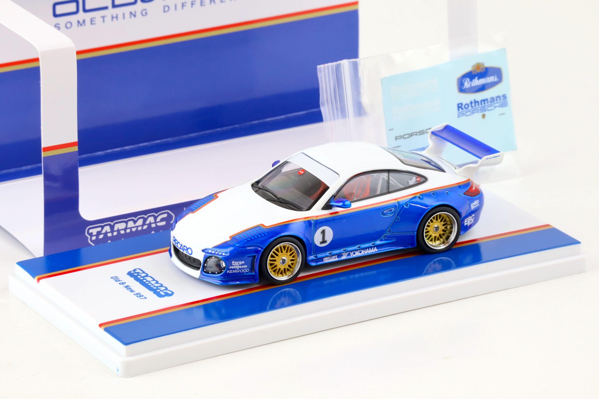 1:43 Tarmac Works Porsche 911 Old & New 997 blue/ white #1