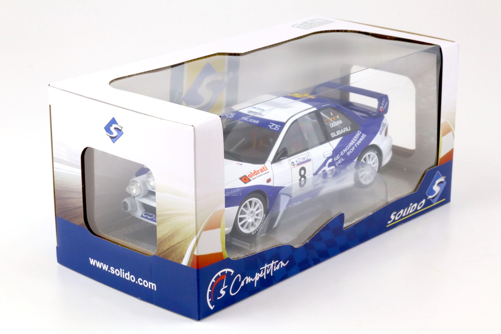 1:18 Solido Subaru Impreza S5 WRC 1999 Rally Azimut Di Monza 2000 Rossi/Cassina #8