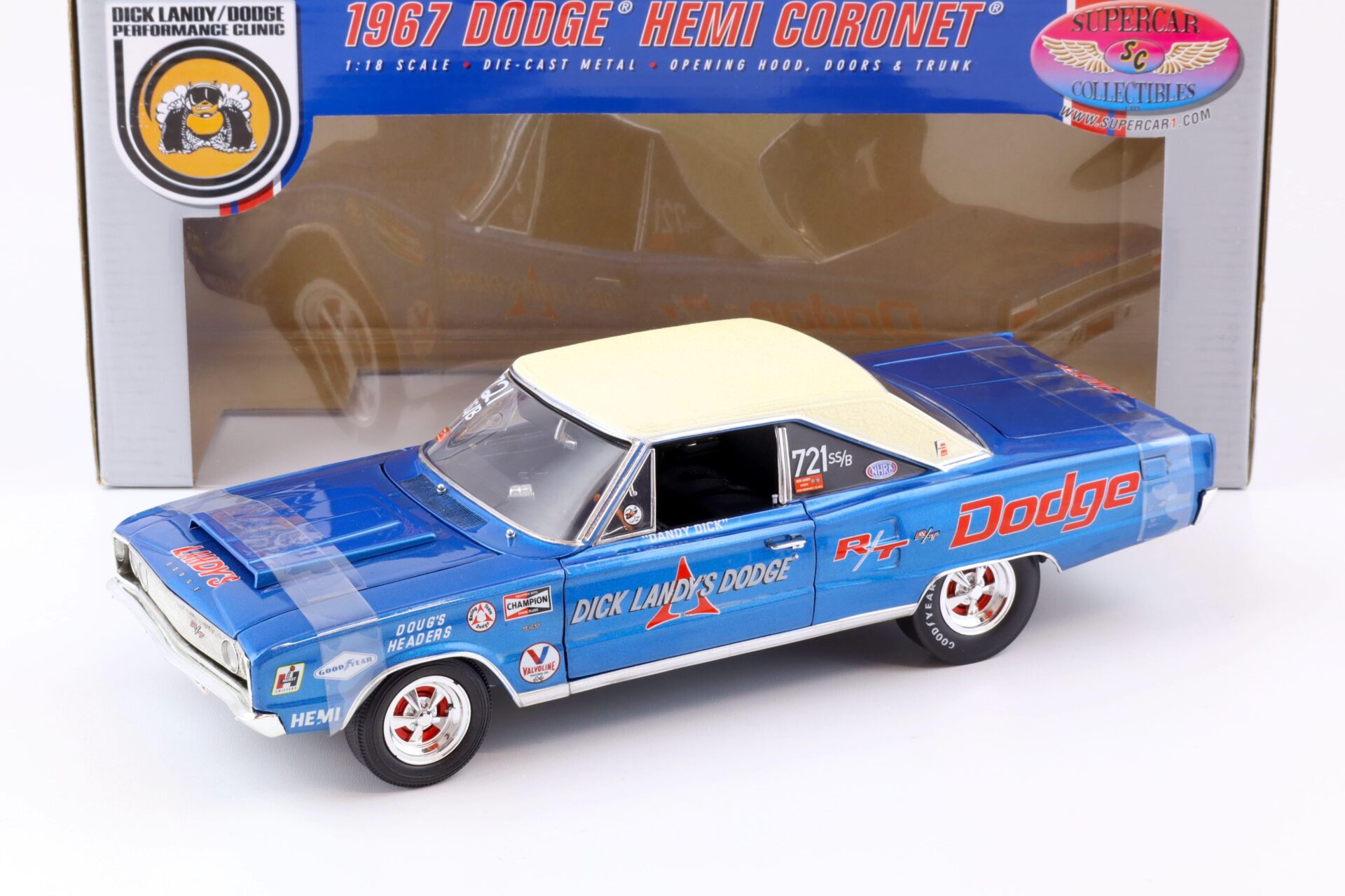 ID 77591 orig.jpg 1:18 Highway61 Supercar 1967 Dodge Hemi Coronet Dick Landy #721SS/B Dandy Dick blue