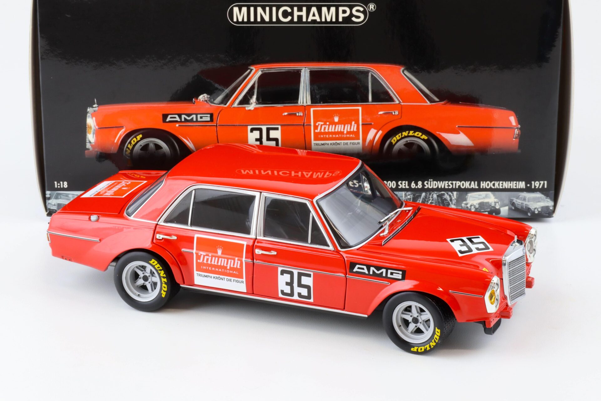 1:18 Minichamps Mercedes 300 SEL 6.8 Hockenheim 1971 H.Kelleners #35 Triumph