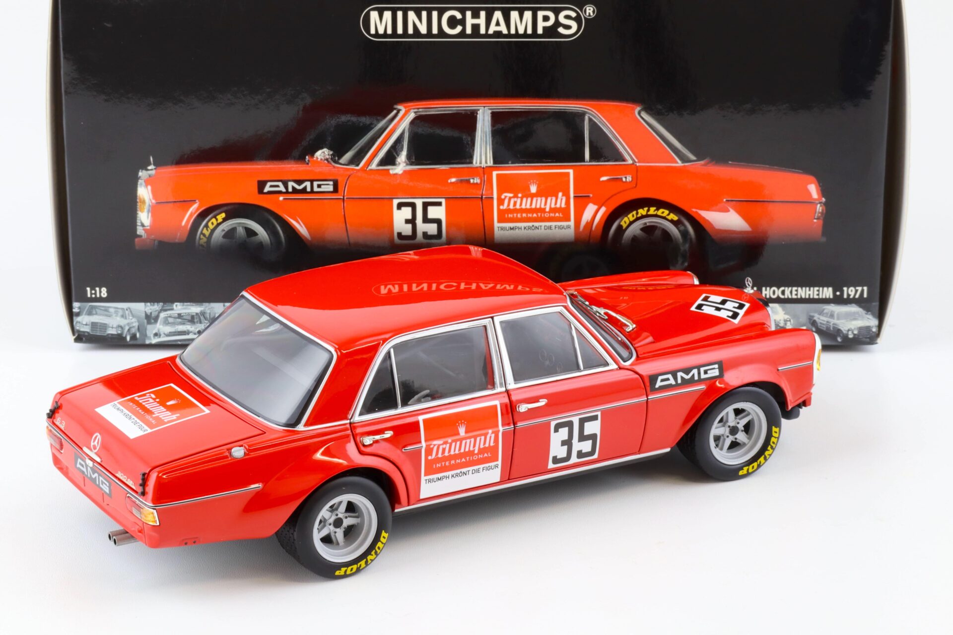 1:18 Minichamps Mercedes 300 SEL 6.8 Hockenheim 1971 H.Kelleners #35 Triumph