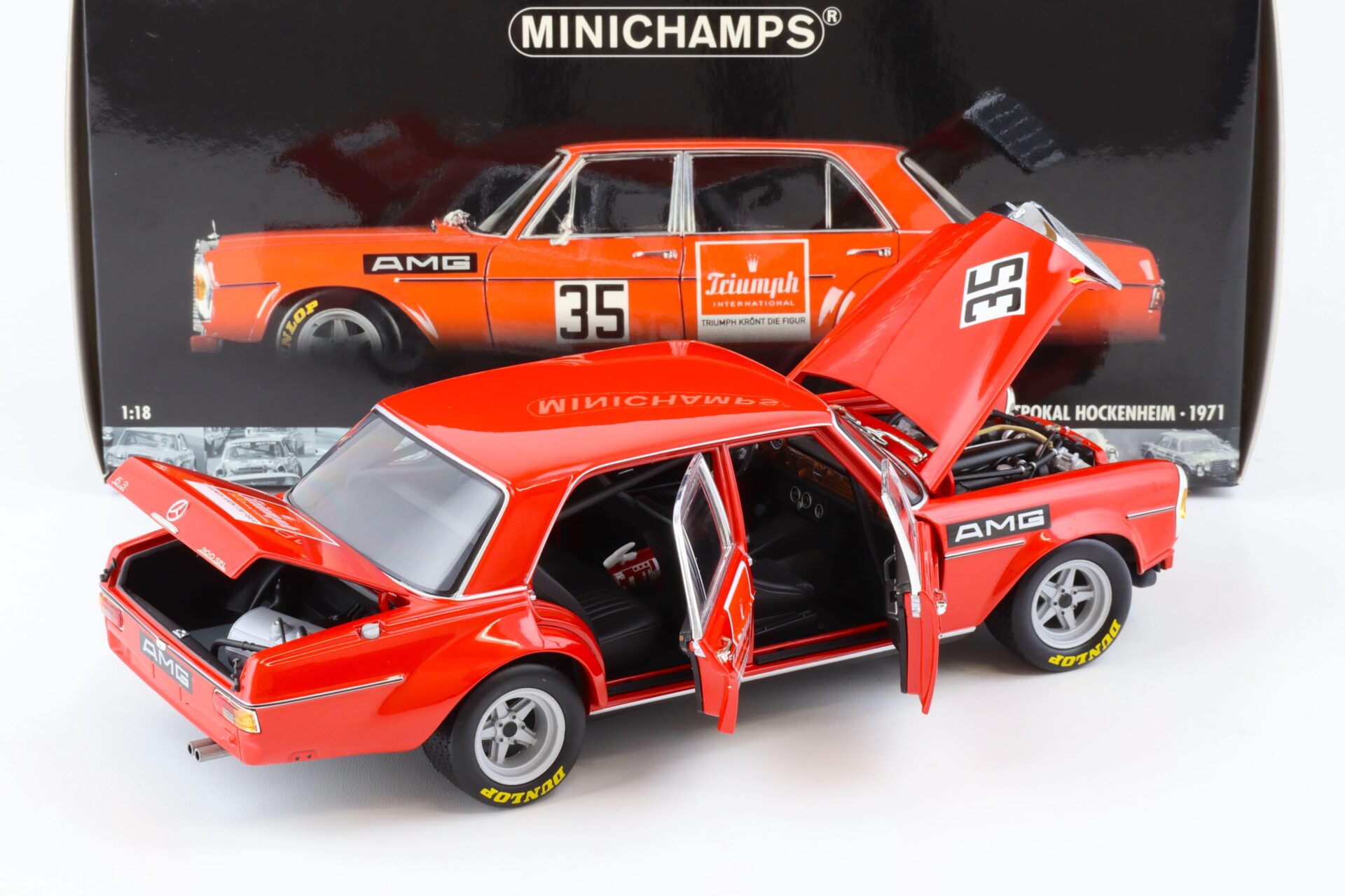 1:18 Minichamps Mercedes 300 SEL 6.8 Hockenheim 1971 H.Kelleners #35 Triumph