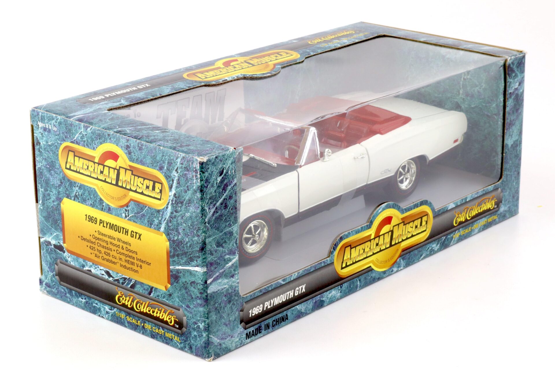 1:18 ERTL American Muscle 1969 Plymouth GTX Convertible Hemi white/ black