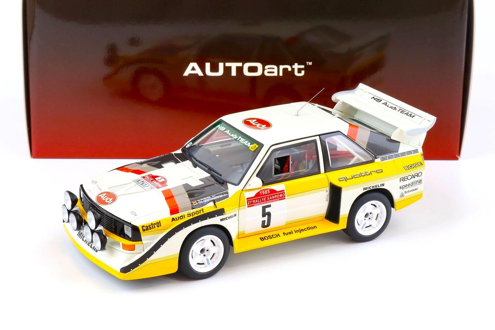 1:18 AUTOart Audi Sport Quattro S1 Rally San Remo 1985 Winner Röhrl/Geistdörfer