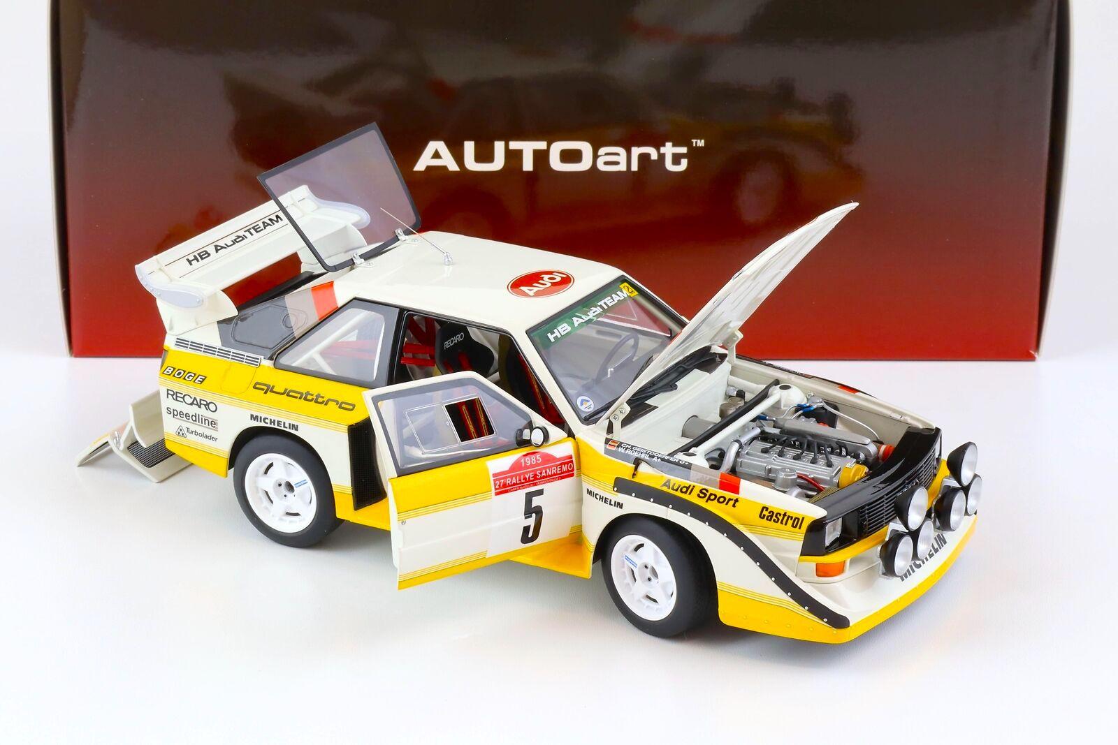 1:18 AUTOart Audi Sport Quattro S1 Rally San Remo 1985 Winner Röhrl/Geistdörfer