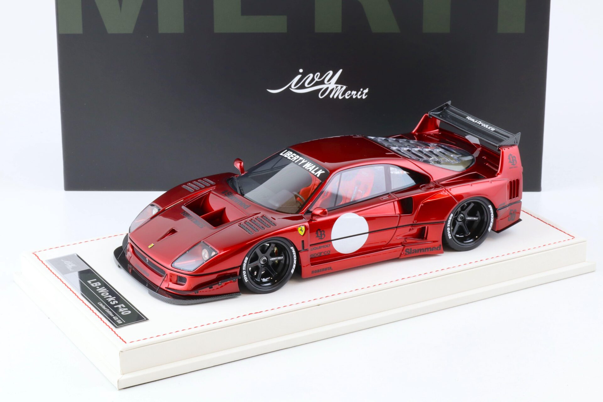 1:18 Ivy Model Merit Ferrari F40 LB Works LBWK Burgundy red - Limited 88 pcs.