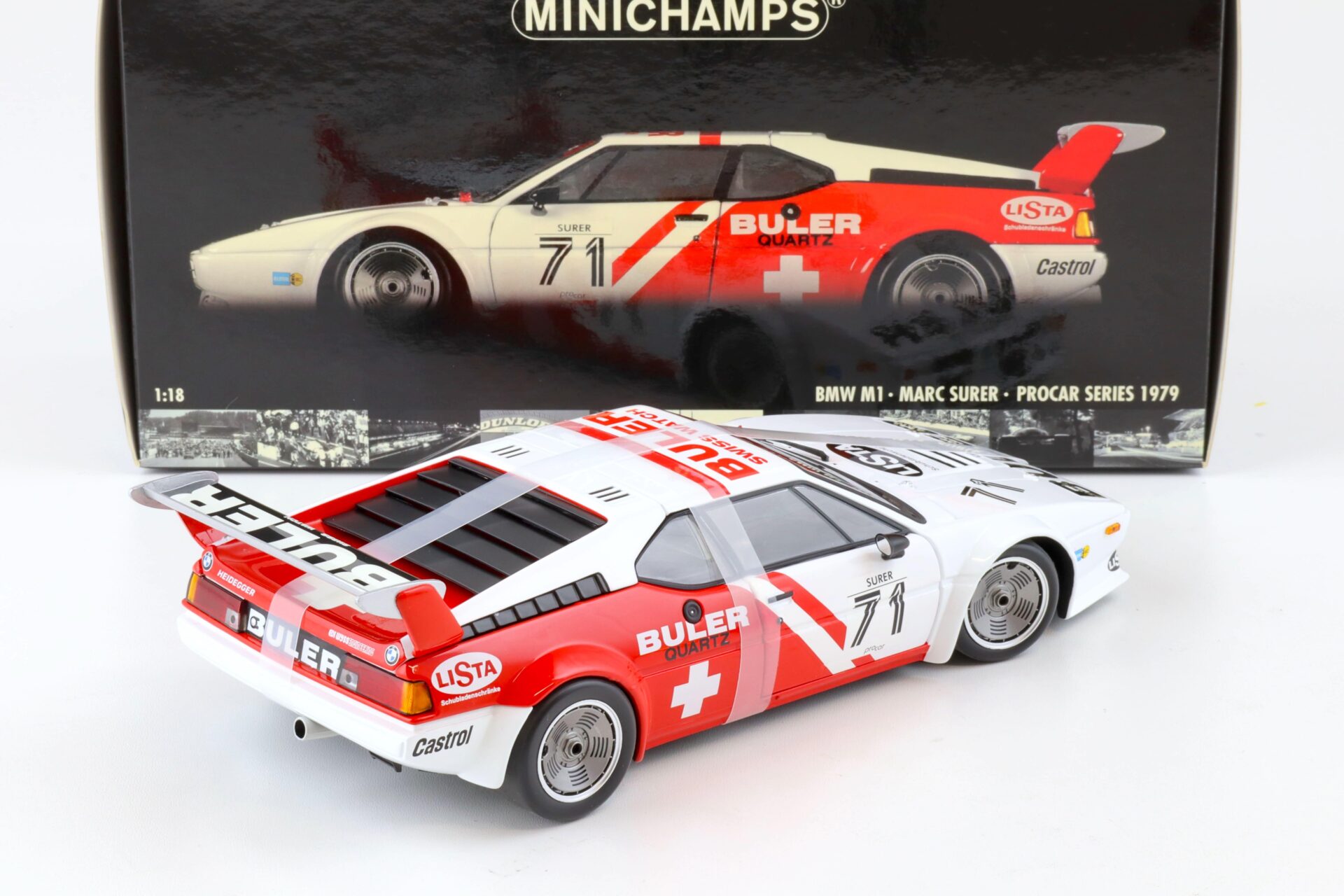 1:18 Minichamps BMW M1 ProCar Series 1979 M.Surer #71 Buler white/ red
