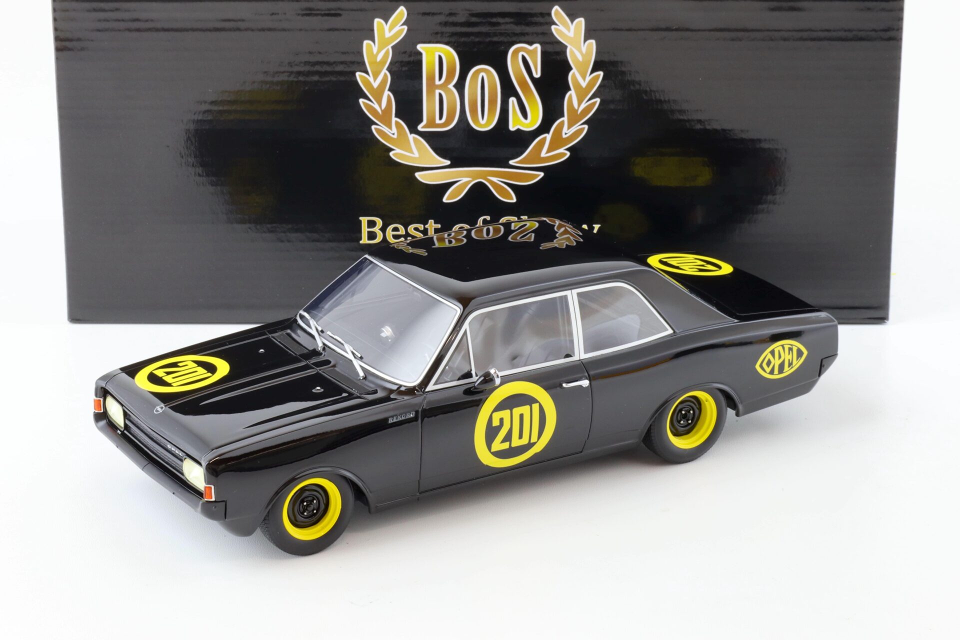 1:18 BOS-Models Opel Rekord C Schwarze Witwe #201 black