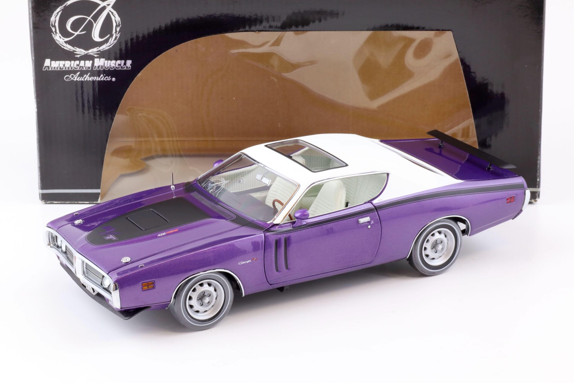 ID 78629 orig 1.jpg 1:18 ERTL Authentics 1971 Dodge Charger R/T Coupe purple/ white roof