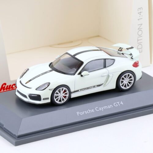 1:43 Schuco Porsche Cayman GT4 Coupe white/ black stripes