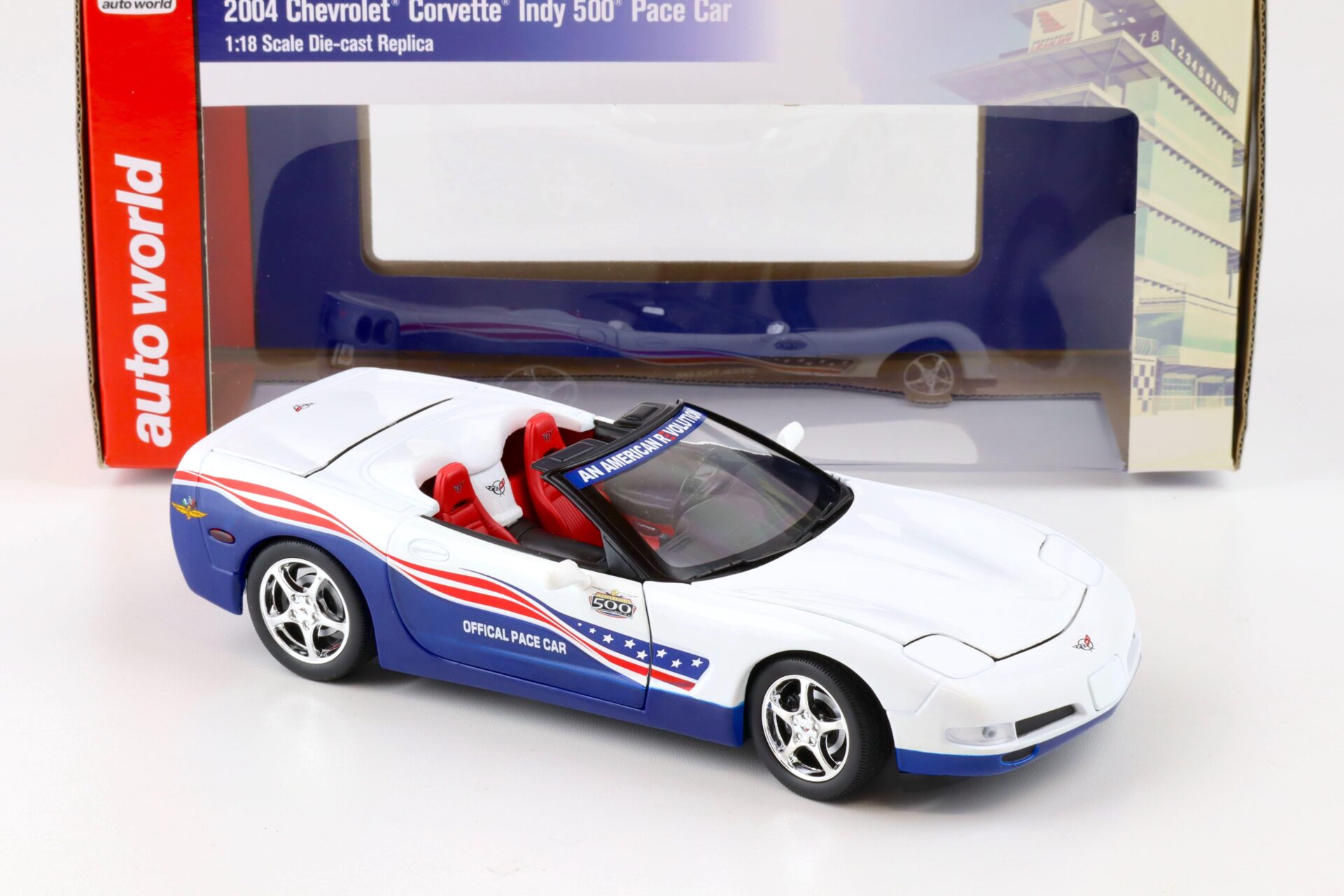 1:18 Auto World 2004 Chevrolet Corvette C5 Indy 500 Pace Car white/ blue