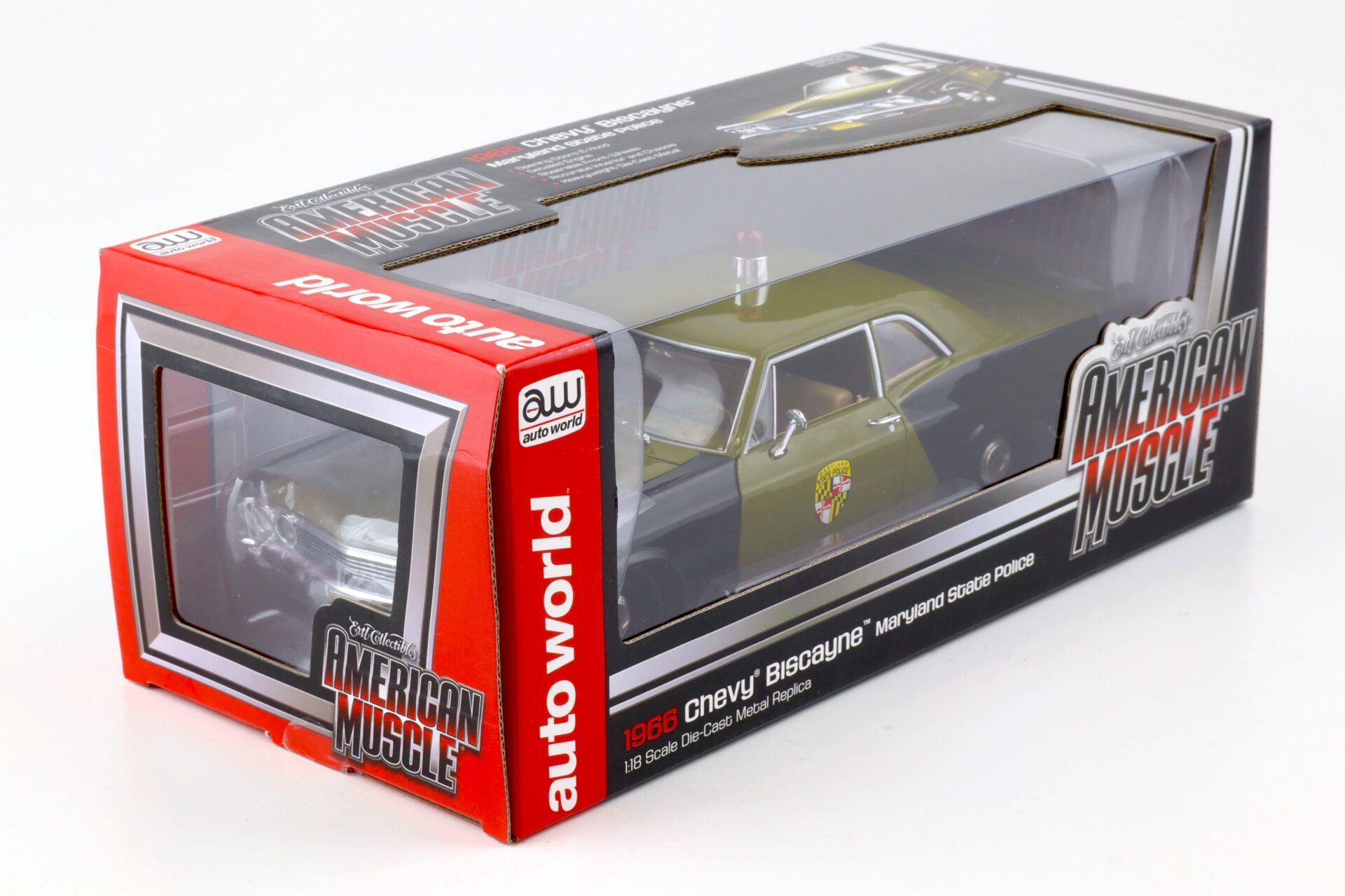 1:18 Auto World 1966 Chevrolet Chevy Biscayne Maryland State Police green