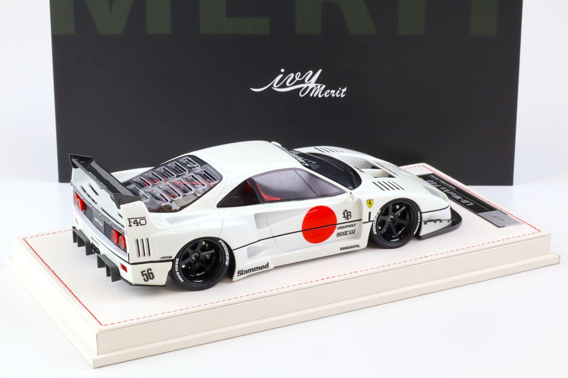 1:18 Ivy Model Merit Ferrari F40 LB Works LBWK white/ glow blue - Limited 88 pcs.