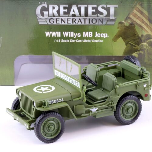1:18 Auto World 1941 WWII Willys MB Jeep Military Police US Army green olive