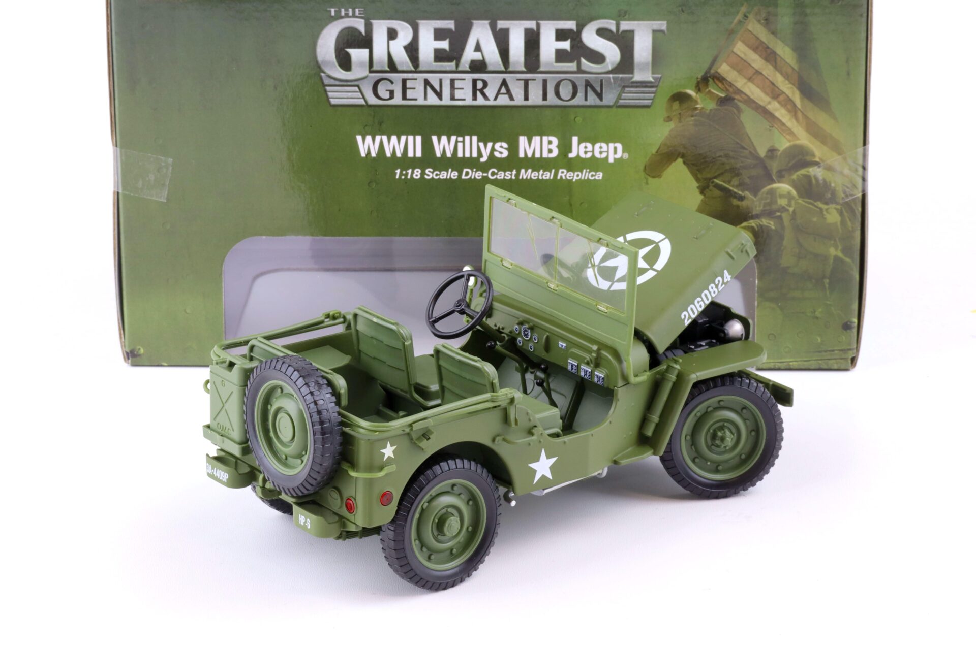 1:18 Auto World 1941 WWII Willys MB Jeep Military Police US Army green olive