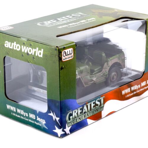 1:18 Auto World 1941 WWII Willys MB Jeep US Army green olive Dirty Version