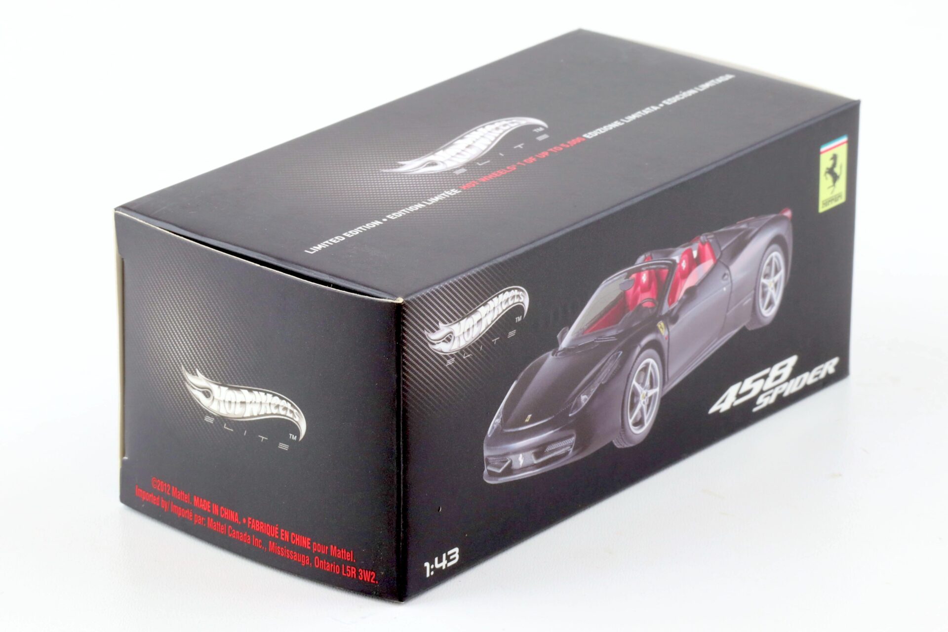 1:43 Hot Wheels Elite Ferrari 458 Spider matt black
