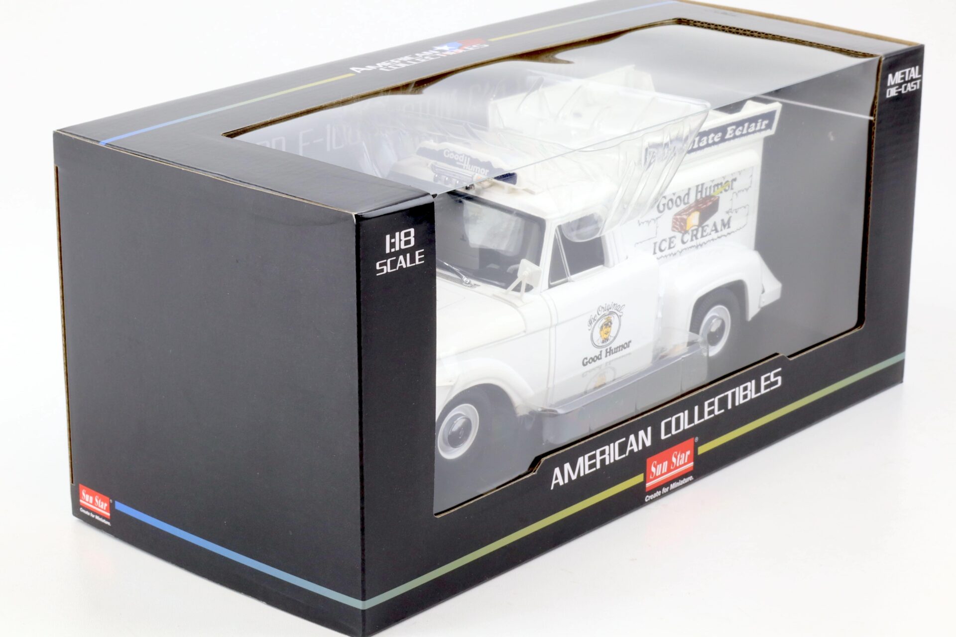 1:18 Sun Star 1965 Ford F-100 Custom Cab Pickup ICE CREAM TRUCK Good Humor white