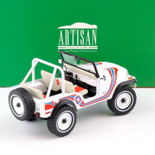 1:18 Greenlight 1973 Jeep CJ-5 SUPER JEEP white/ red/ blue