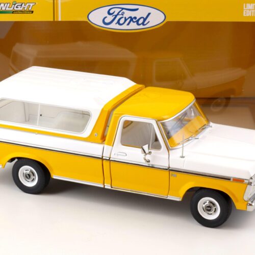 1:18 Greenlight 1976 Ford F-100 Pick Up with removable Hardtop white/ yellow