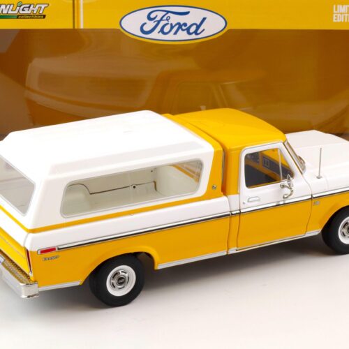 1:18 Greenlight 1976 Ford F-100 Pick Up with removable Hardtop white/ yellow