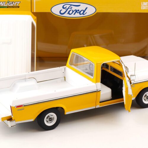 1:18 Greenlight 1976 Ford F-100 Pick Up with removable Hardtop white/ yellow