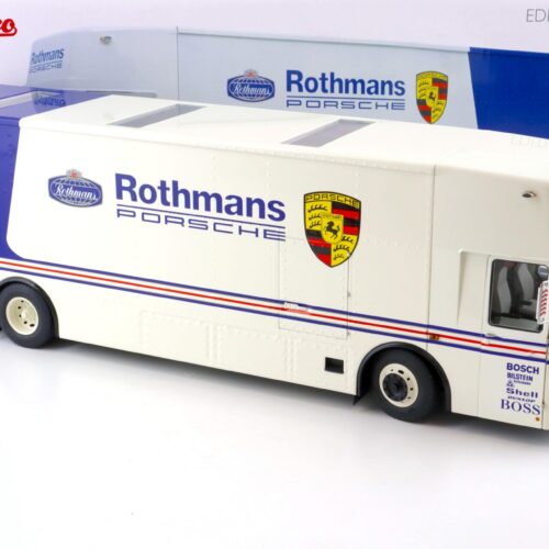 1:18 Schuco Mercedes O317 Renntransporter ROTHMANS PORSCHE white/ blue