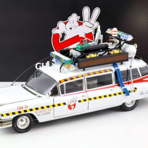 1:18 Hot Wheels Elite 1959 Cadillac Miller GHOSTBUSTERS ECTO 1A white X5470