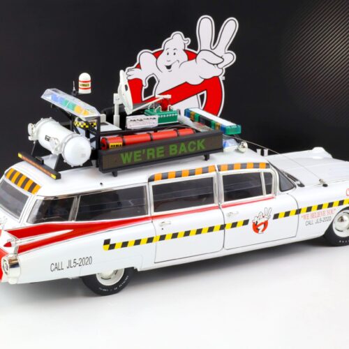 1:18 Hot Wheels Elite 1959 Cadillac Miller GHOSTBUSTERS ECTO 1A white X5470