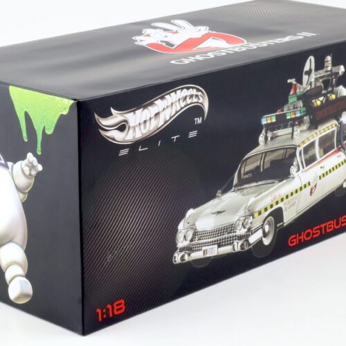 1:18 Hot Wheels Elite 1959 Cadillac Miller GHOSTBUSTERS ECTO 1A white X5470