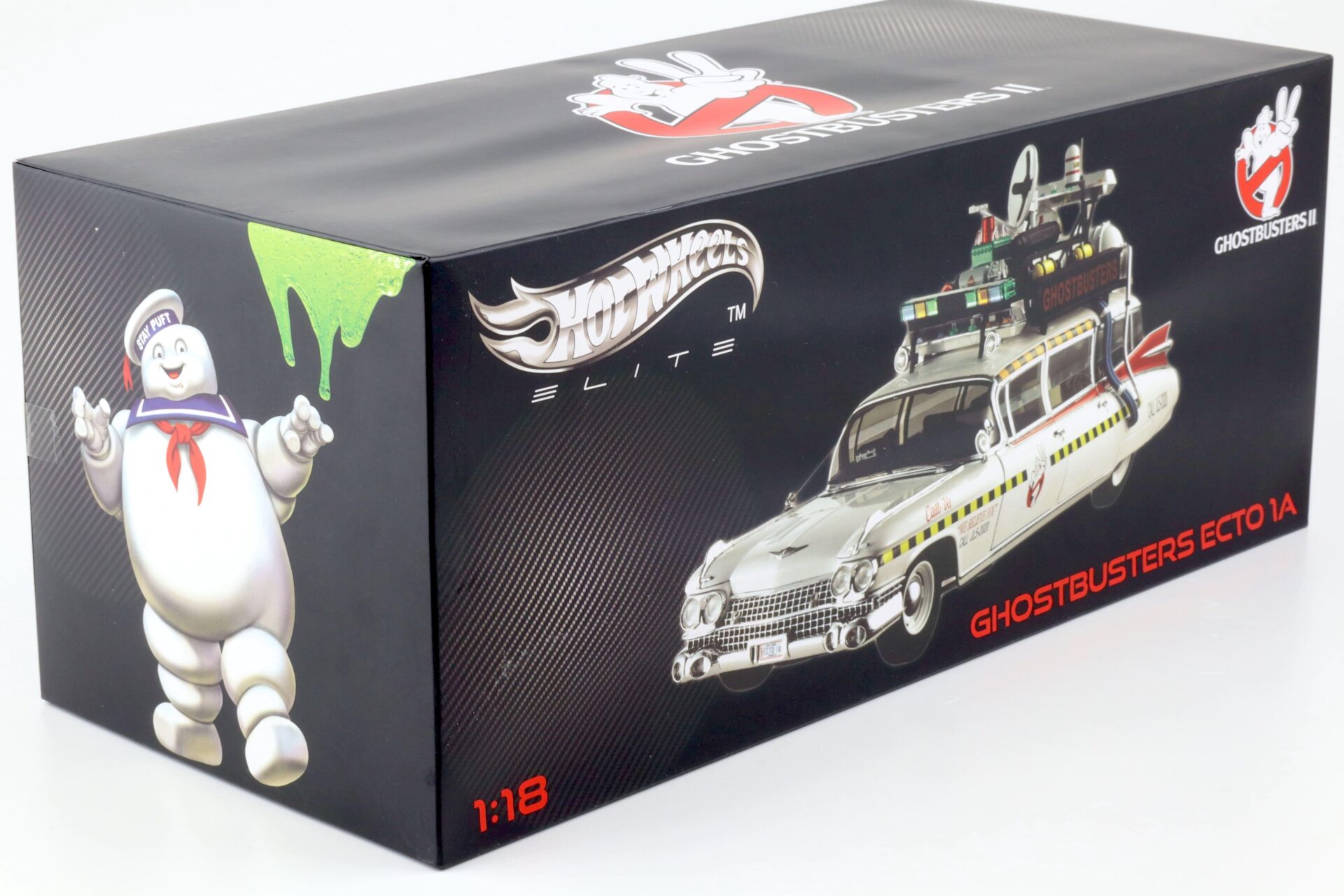 1:18 Hot Wheels Elite 1959 Cadillac Miller GHOSTBUSTERS ECTO 1A white X5470