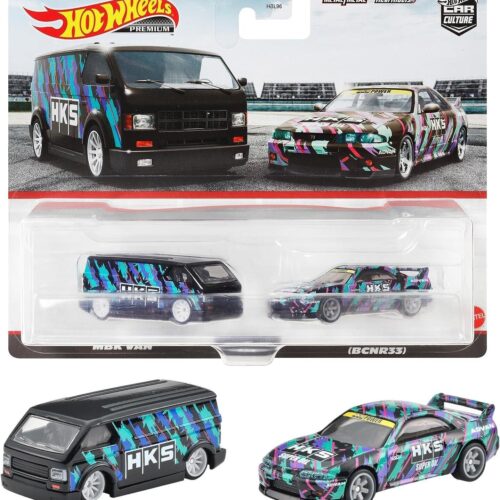 1:64 Hot Wheels 2023 Premium 2-Pack Nissan Skyline GT-R BCNR33 + MBK Van HKS