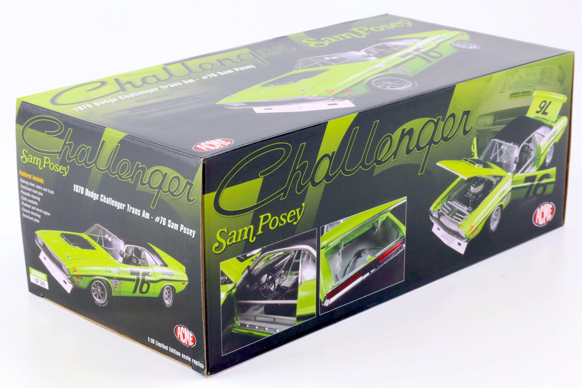 1:18 ACME 1970 Dodge Challenger Trans Am Sam Posey #76 green/ black