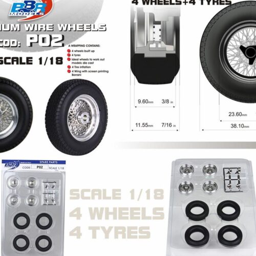 1:18 BBR Zubehör Aluminium Wheel Tire Set 4 pcs. 2x Front and 2x Rear wheels P02