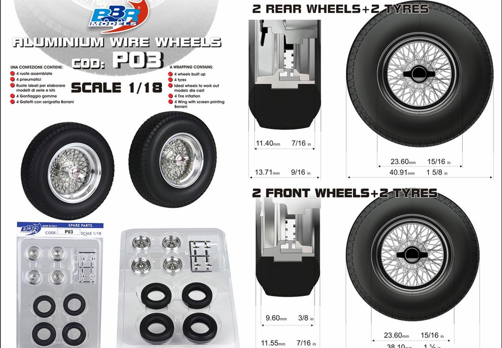 ID 82490 orig 1.jpg 1:18 BBR Zubehör Aluminium Wheel Tire Set 4 pcs. 2x Front and 2x Rear wheels P03