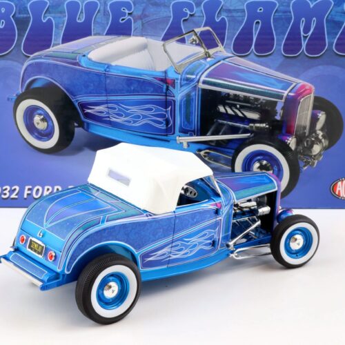 1:18 ACME 1932 Ford Roadster Hot Rod BLUE FLAME with white Top A1805024