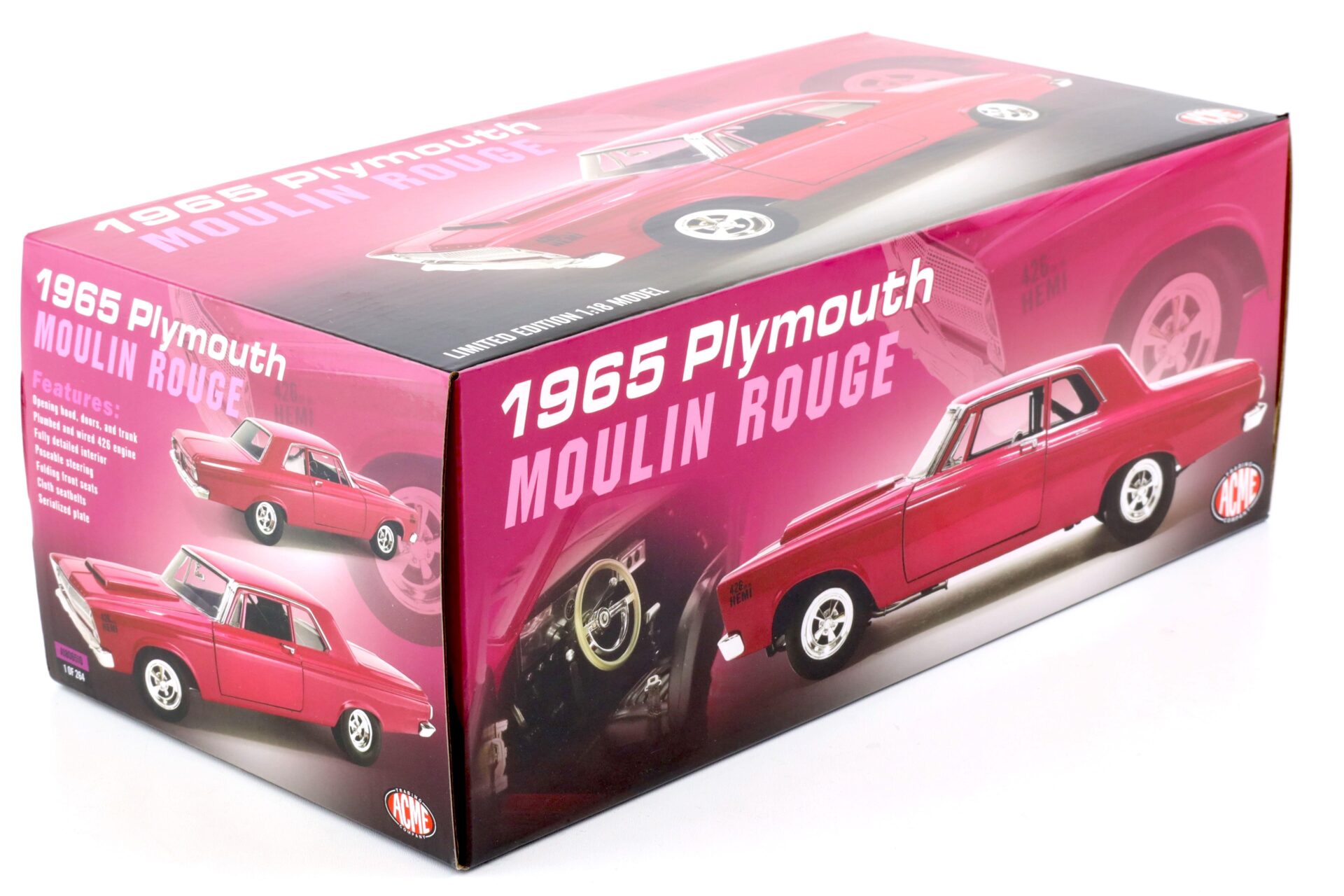 1:18 ACME 1965 Plymouth Belvedere Moulin Rouge pink-purple A1806510