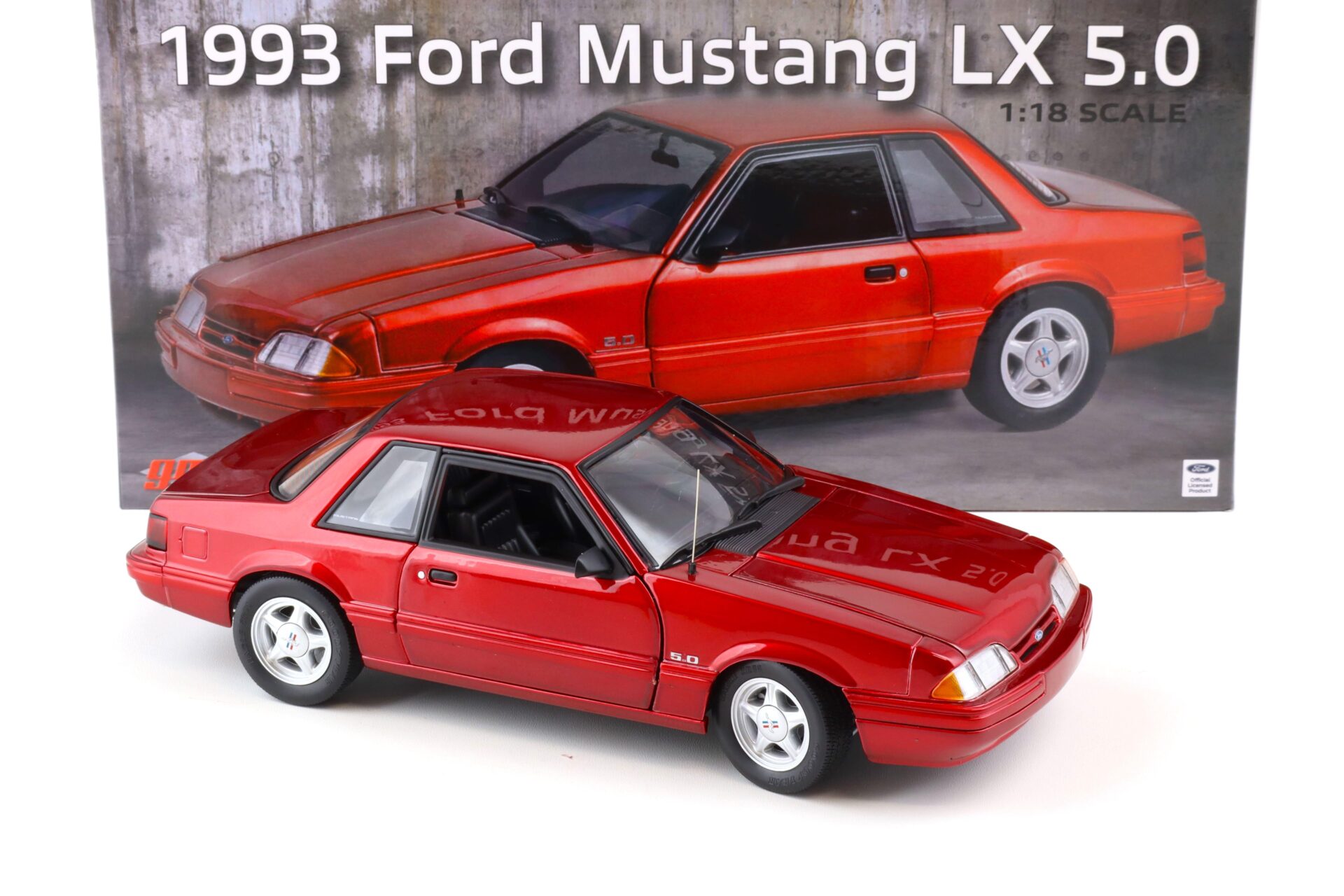 1:18 GMP 1993 Ford Mustang LX 5.0 Coupe electric red with black interior