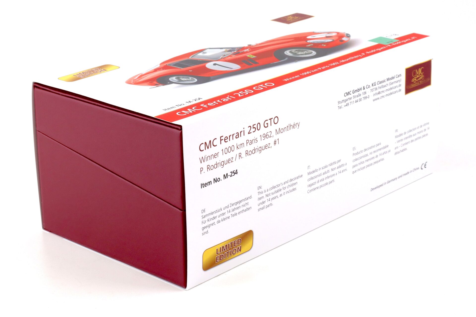 1:18 CMC Ferrari 250 GTO 1000km Paris Monthery #1 P.+R. Rodriguez red M-254