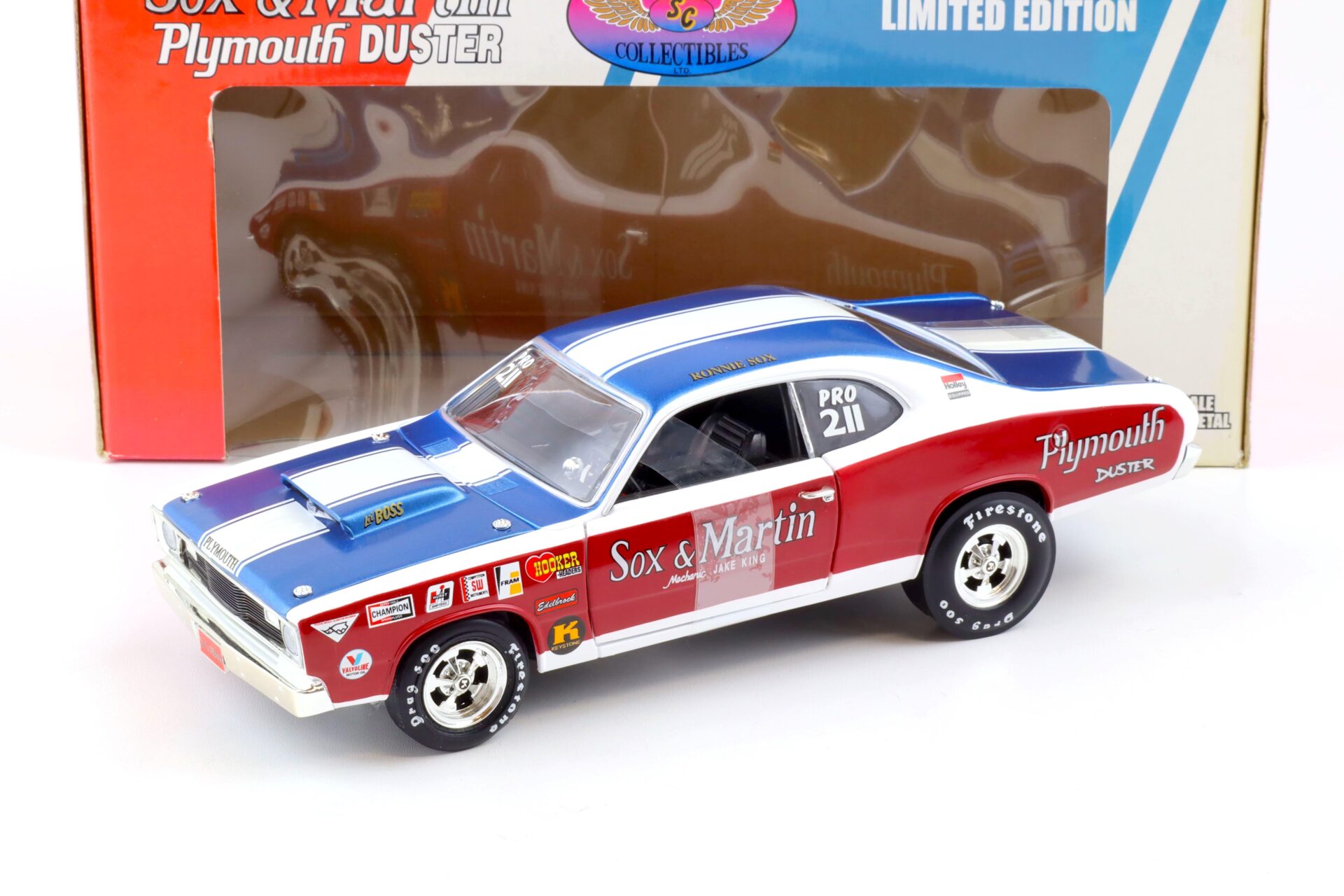 1:18 ERTL Supercar 1970 Plymouth Duster PRO STOCK Sox & Martin #PRO 211