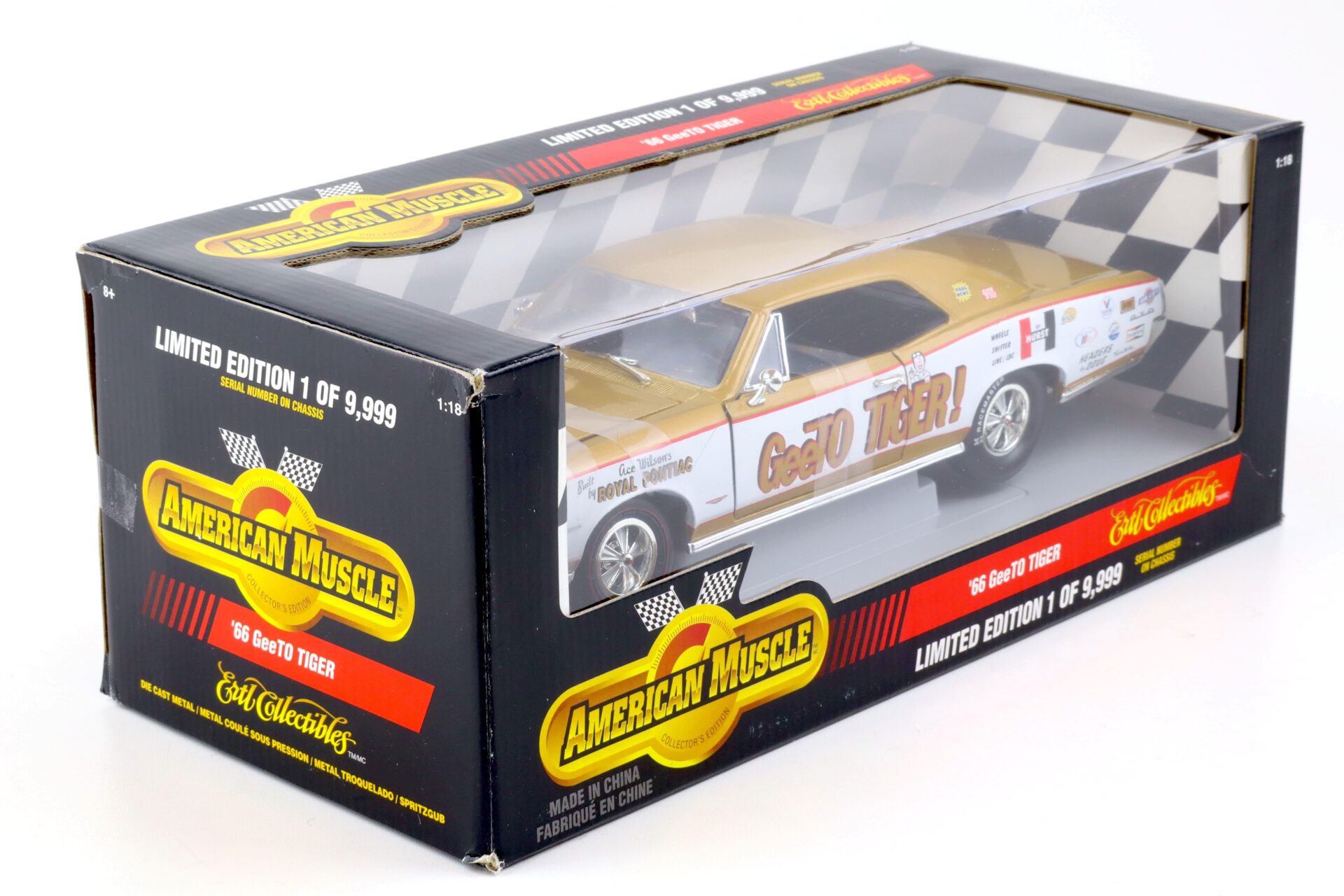 1:18 ERTL 1966 Pontiac GTO Coupe GeeTO Tiger gold metallic/ white