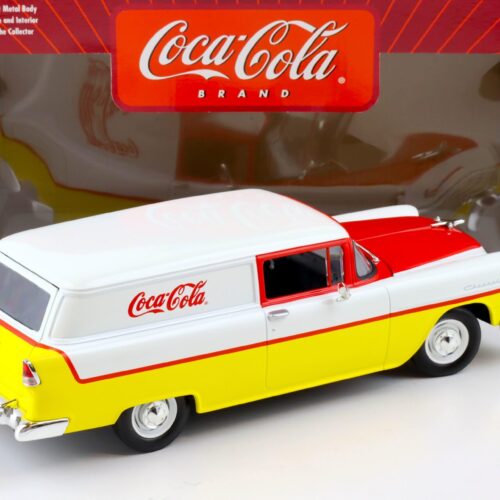 1:18 Johnny Lightning 1955 Chevrolet Sedan Delivery COCA COLA white/ red/ yellow