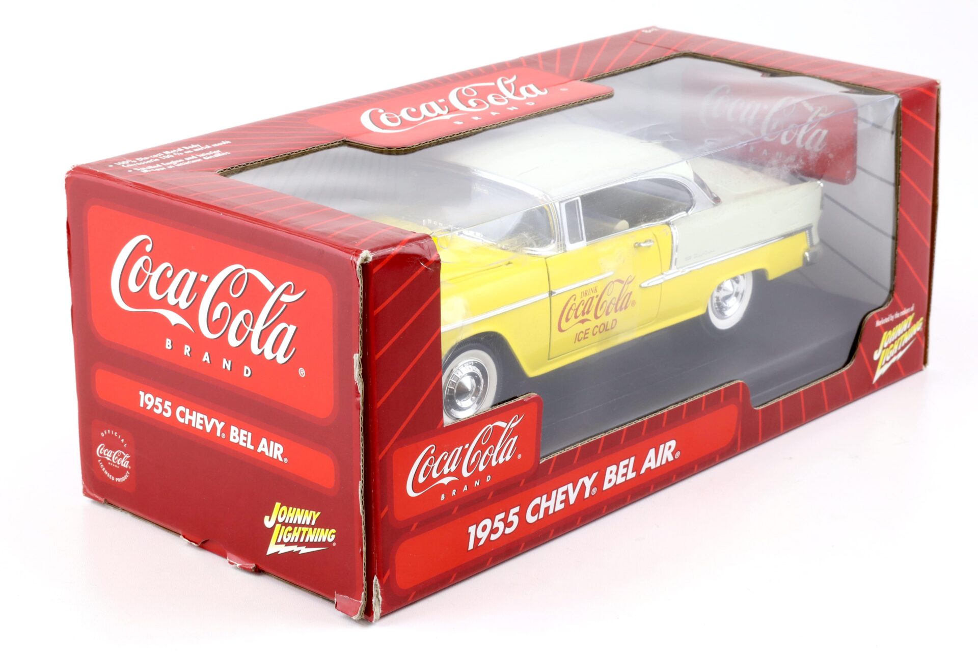 1:18 Johnny Lightning 1955 Chevrolet Bel Air COCA COLA yellow/ white