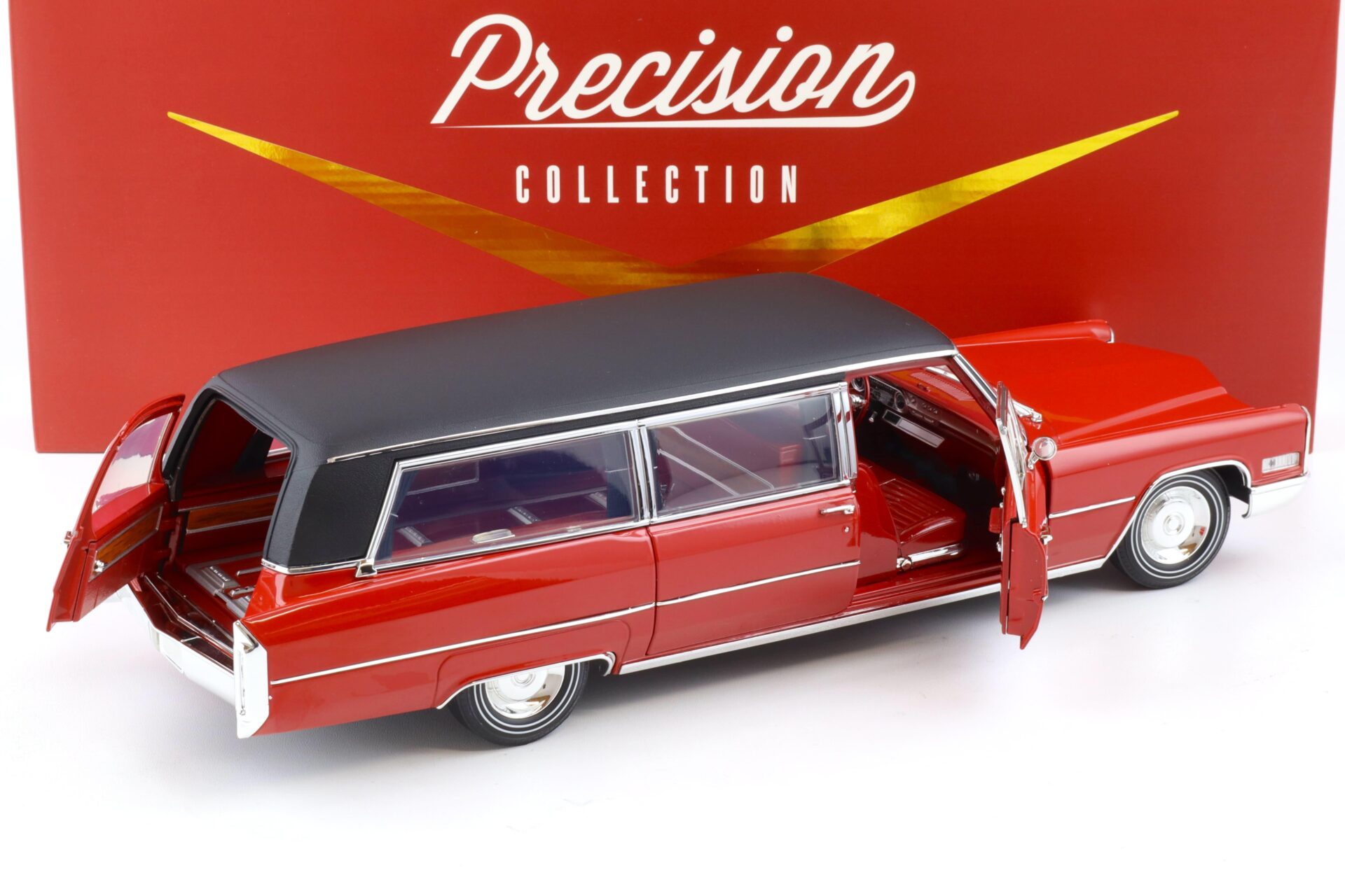 1:18 Greenlight Precision Collection 1966 Cadillac S&S Limousine red/ black