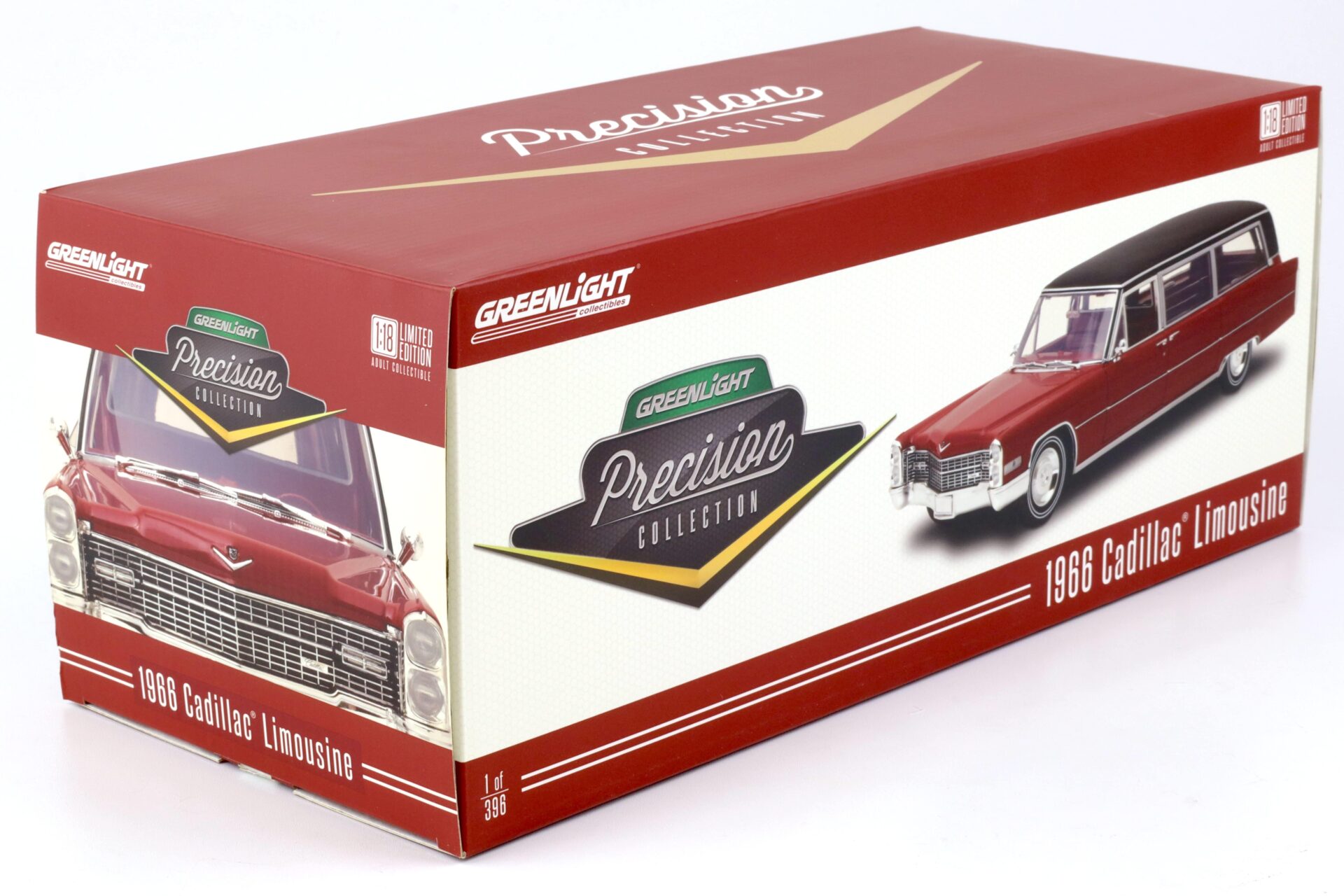 1:18 Greenlight Precision Collection 1966 Cadillac S&S Limousine red/ black