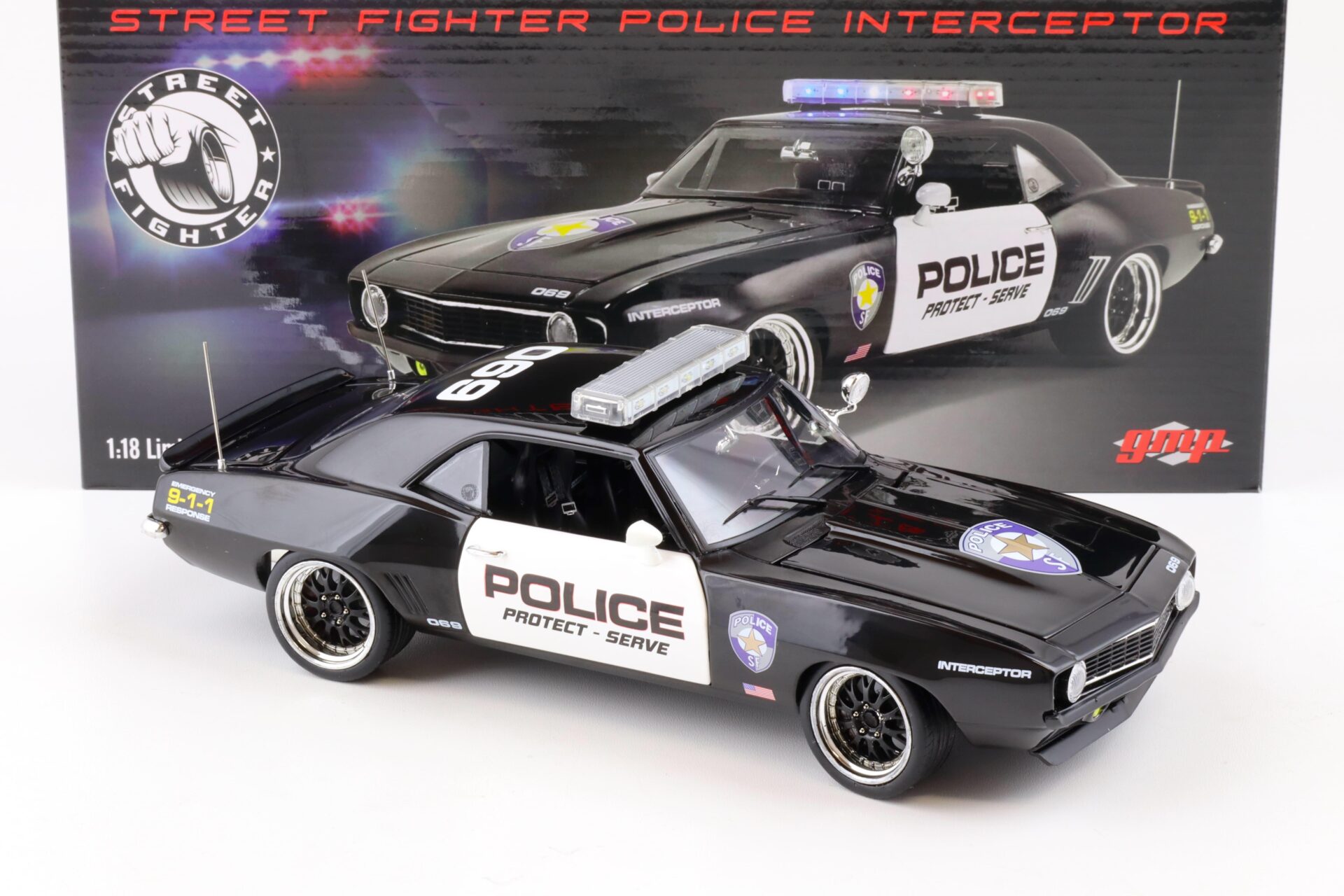 1:18 GMP 1969 Chevrolet Camaro Street Fighter Police Intercopter black/ white