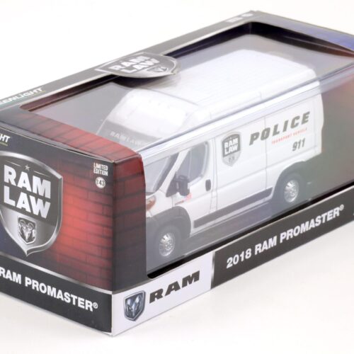 1:43 Greenlight 2018 Ram Promaster 2500 Cargo High Roof Police LAW white