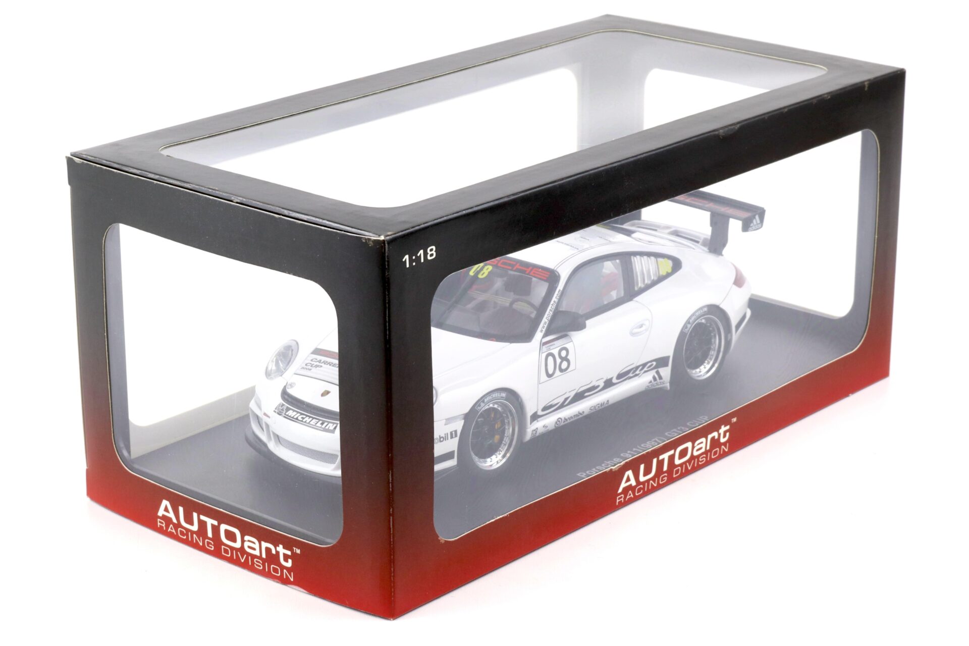 1:18 AUTOart Porsche 911 (997) GT3 PROMO CUP Car 2008 white #08