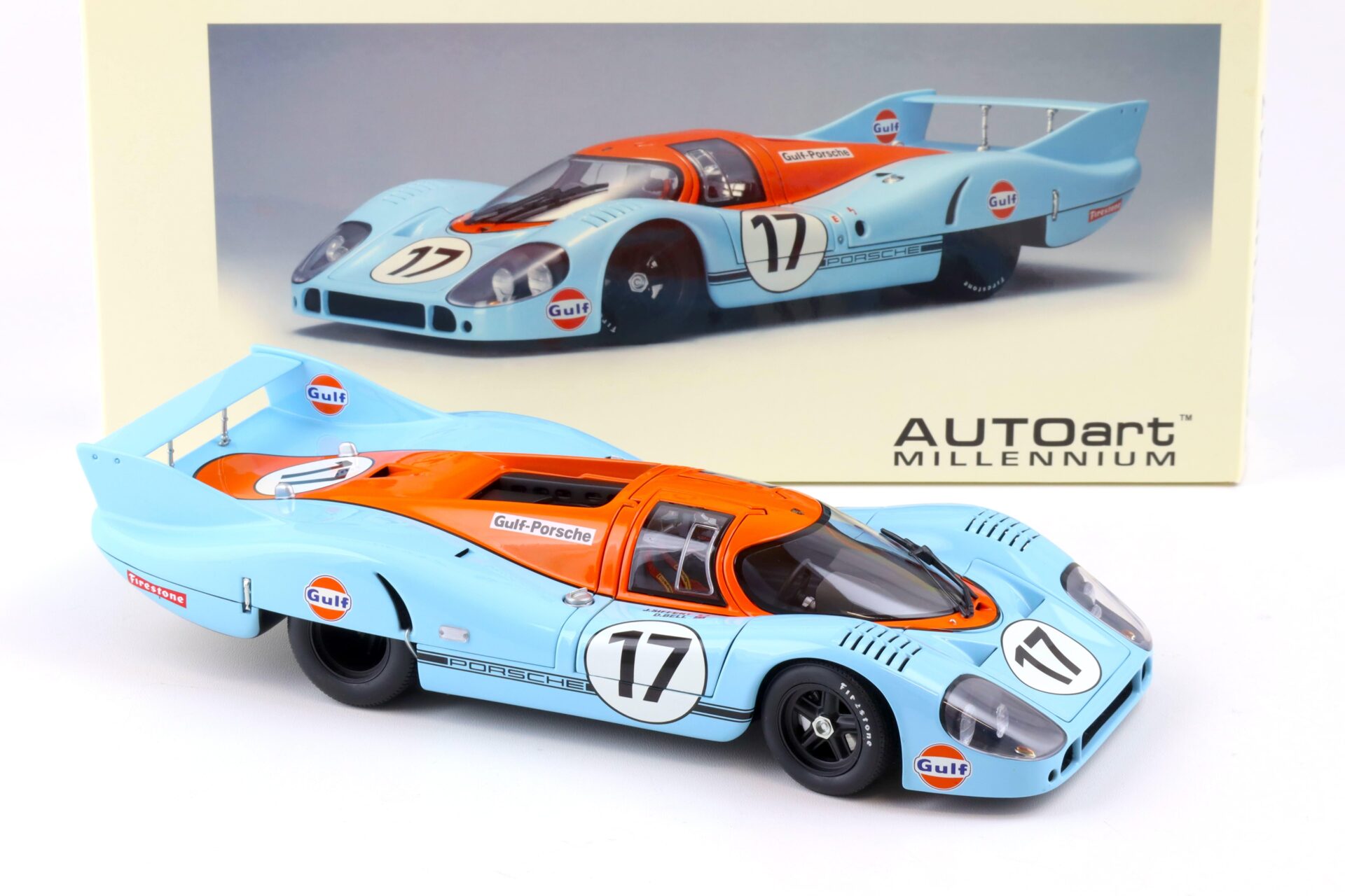1:18 AUTOart Porsche 917 Long Tail Le Mans 1971 Siffert/ Bell #17 GULF blue/ orange