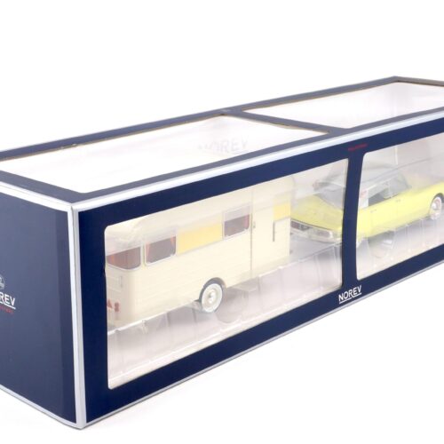 1:18 Norev Citroen DS 19 Jonquville yellow 1960 & Caravan Dengue Panoramic